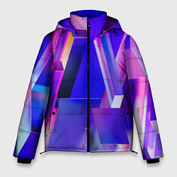 Куртка зимняя мужская Синие и розовые прямоугольники, цвет: 3D-красный