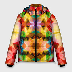 Мужская зимняя куртка Разноцветный мозаичный пиксельный узор