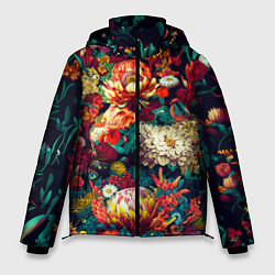 Мужская зимняя куртка Цветочный паттерн с цветами и листьями