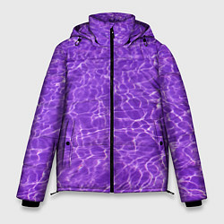 Куртка зимняя мужская Абстрактные фиолетовые волны воды, цвет: 3D-светло-серый