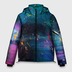 Куртка зимняя мужская Сине-фиолетовый туман и краски разных цветов, цвет: 3D-светло-серый