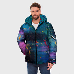 Куртка зимняя мужская Сине-фиолетовый туман и краски разных цветов, цвет: 3D-светло-серый — фото 2