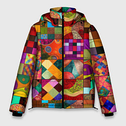 Куртка зимняя мужская Лоскутное шитье, пэчворк из нейросети, цвет: 3D-светло-серый
