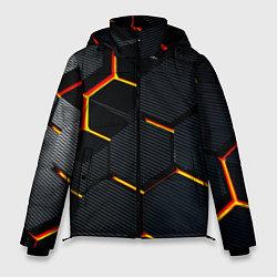 Куртка зимняя мужская Плиты стиль соты киберпанк, цвет: 3D-светло-серый