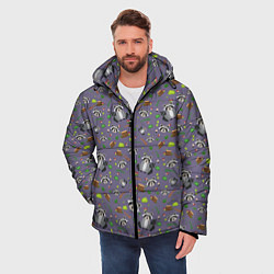 Куртка зимняя мужская Енотики паттерн, цвет: 3D-черный — фото 2