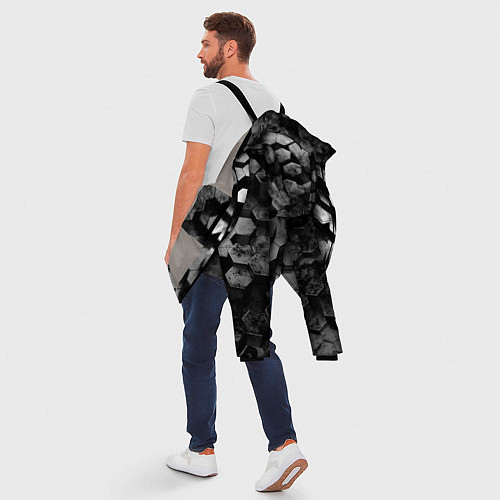 Мужская зимняя куртка Карбоновые соты абстрация / 3D-Светло-серый – фото 5