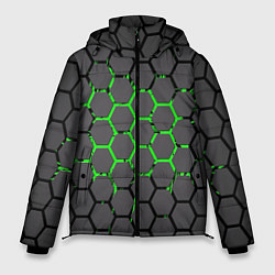 Куртка зимняя мужская Абстрактыные соты, цвет: 3D-черный