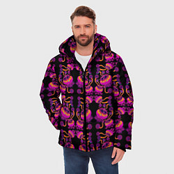 Куртка зимняя мужская Инопланетные цветы, цвет: 3D-черный — фото 2