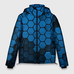 Мужская зимняя куртка Голубые соты абстракция
