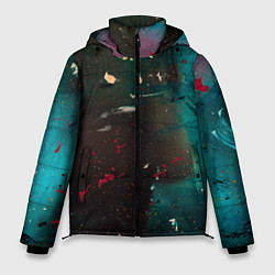 Мужская зимняя куртка Абстрактные тьма, светло-синий туман и мазки красо