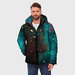 Куртка зимняя мужская Абстрактные тьма, светло-синий туман и мазки красо, цвет: 3D-светло-серый — фото 2