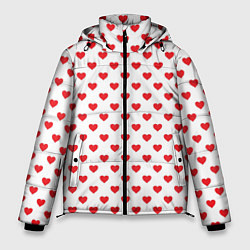 Куртка зимняя мужская Сердечки - паттерн, цвет: 3D-черный