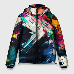 Куртка зимняя мужская Разноцветные мазки краски, цвет: 3D-светло-серый