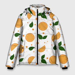 Куртка зимняя мужская Апельсины с листьями, цвет: 3D-красный