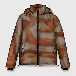Куртка зимняя мужская Тёмно-золотистые абстрактные волны, цвет: 3D-черный