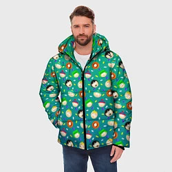 Куртка зимняя мужская Южный Парк - паттерн персонажи, цвет: 3D-черный — фото 2