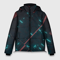 Куртка зимняя мужская Неоновые линии в полной темноте, цвет: 3D-красный