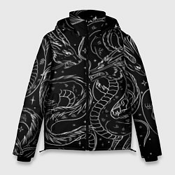 Мужская зимняя куртка Дракон - унесенные призраками: тату на черном