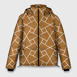 Мужская зимняя куртка Абстрактный оранжевый фон и белые ломанные линии