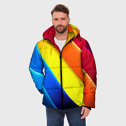 Куртка зимняя мужская Радужные полосы текстура, цвет: 3D-красный — фото 2