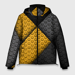 Куртка зимняя мужская Желтая текстурная линия, цвет: 3D-черный