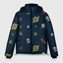 Куртка зимняя мужская Паттерн - галактика, цвет: 3D-черный
