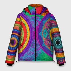Куртка зимняя мужская Красочные этнические орнаменты, цвет: 3D-красный