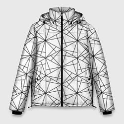 Куртка зимняя мужская Чёрно-белый геометрический треугольный узор, цвет: 3D-черный