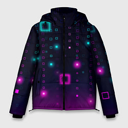 Мужская зимняя куртка Светящиеся неоновые квадраты
