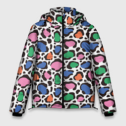 Куртка зимняя мужская Разноцветные пятна леопарда, цвет: 3D-черный