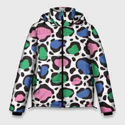 Куртка зимняя мужская Леопардовые пятна ярких цветов, цвет: 3D-черный