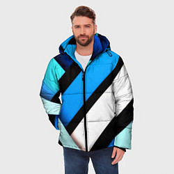 Куртка зимняя мужская Спортивная геометрия из полос, цвет: 3D-красный — фото 2
