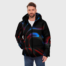 Куртка зимняя мужская Neon colors drops of liquid, цвет: 3D-черный — фото 2