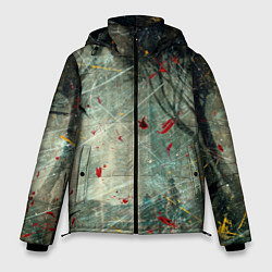 Мужская зимняя куртка Абстрактные листья, краски и тени