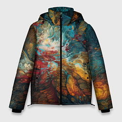 Куртка зимняя мужская Яркий флюид арт, цвет: 3D-черный
