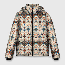 Куртка зимняя мужская Узорчатые квадраты, цвет: 3D-светло-серый