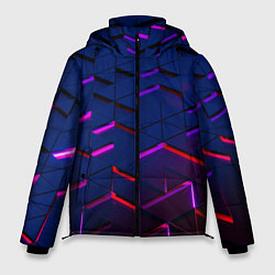 Куртка зимняя мужская Неоновые треугольники с подсветкой, цвет: 3D-черный