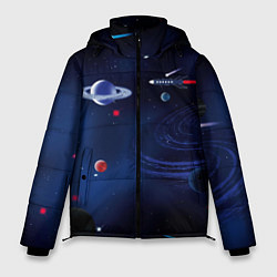Мужская зимняя куртка Космос, планеты, ракета