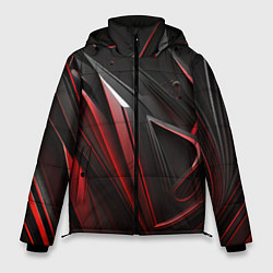 Куртка зимняя мужская Объемные красные и черные полосы, цвет: 3D-светло-серый