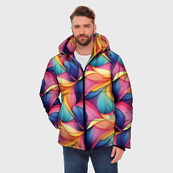 Куртка зимняя мужская Абстрактные цветы в узоре, цвет: 3D-светло-серый — фото 2