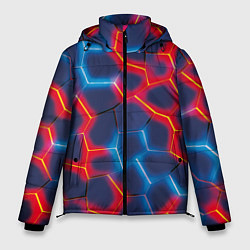 Куртка зимняя мужская Красный и синий неон, цвет: 3D-черный
