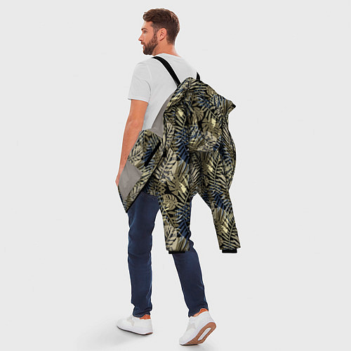 Мужская зимняя куртка Оливковый тропический узор / 3D-Светло-серый – фото 5