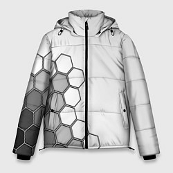 Куртка зимняя мужская Серые соты абстракция, цвет: 3D-светло-серый