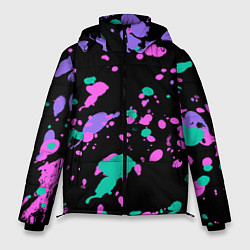 Куртка зимняя мужская Неоновые цвета брызги краски, цвет: 3D-черный