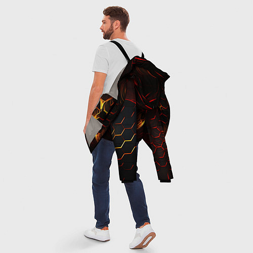 Мужская зимняя куртка Огненные объемные плитки / 3D-Светло-серый – фото 5