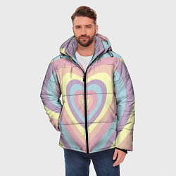 Куртка зимняя мужская Сердца пастельные оттенки, цвет: 3D-черный — фото 2
