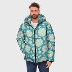 Куртка зимняя мужская Ромашки - паттерн, цвет: 3D-светло-серый — фото 2