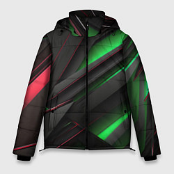 Куртка зимняя мужская Объемная текстура с зеленым свечением, цвет: 3D-красный