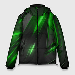 Куртка зимняя мужская Черные пластины с зеленым свечением, цвет: 3D-светло-серый