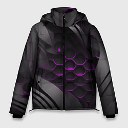 Мужская зимняя куртка Черные объекты с фиолетовой сеткой